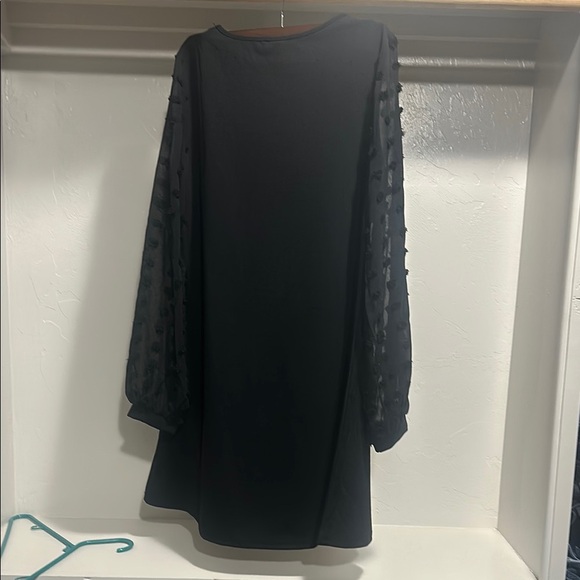 Black Ribbed Asymmetrical Sheath Dress - Picture 5 of 6